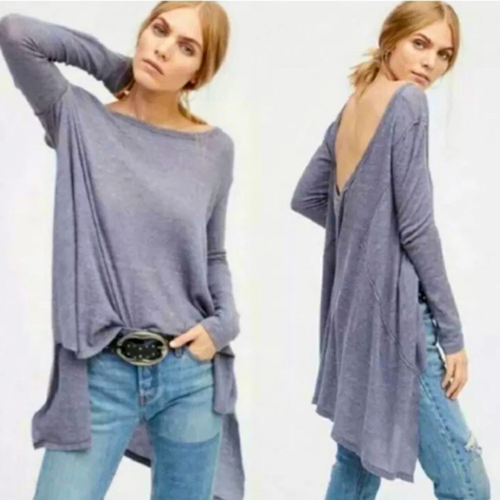 WeThe Free The Incredible Oversized Waffle Knit Tee Sz XS Dramatic Hem Boho